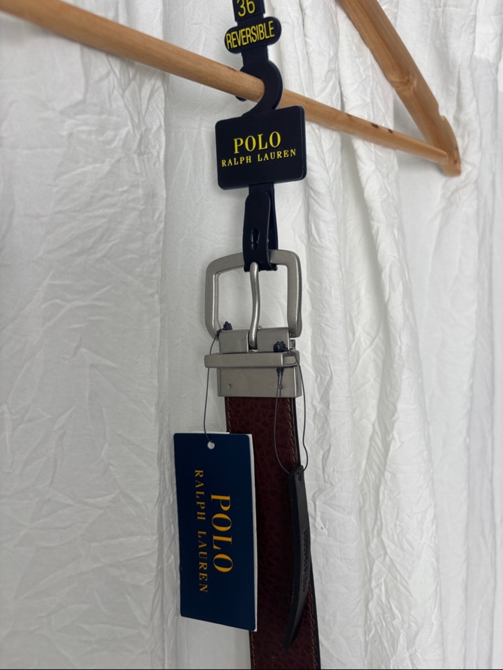 Polo by Ralph Lauren Reversible Brown and Black Pebble Leather Belt